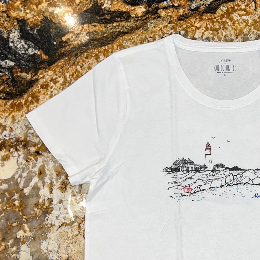 NWT J. Crew White W/Maine Lighthouse Graphic Tee - SIZE M - Picture 8 of 11